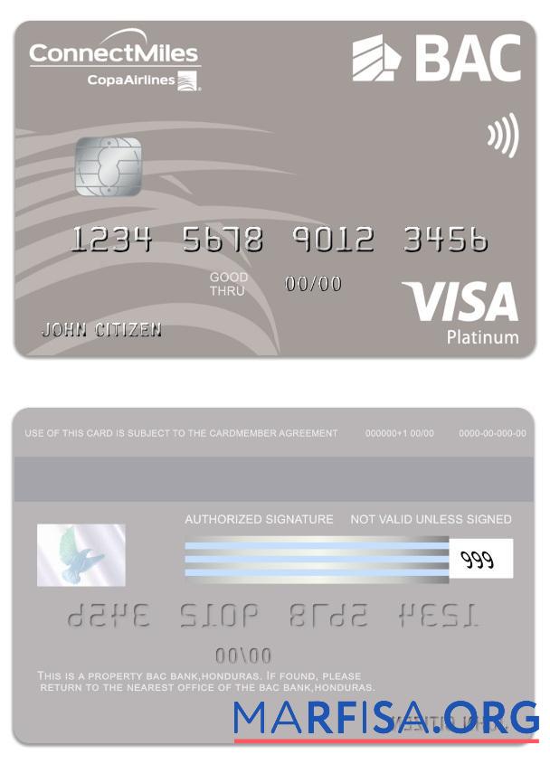 Realistic Honduras BAC Bank visa platinum card real example